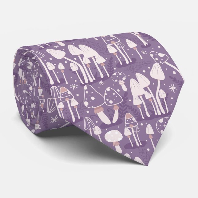 Funny Neck Tie med Mushroom Mönster Slips (Rullad)