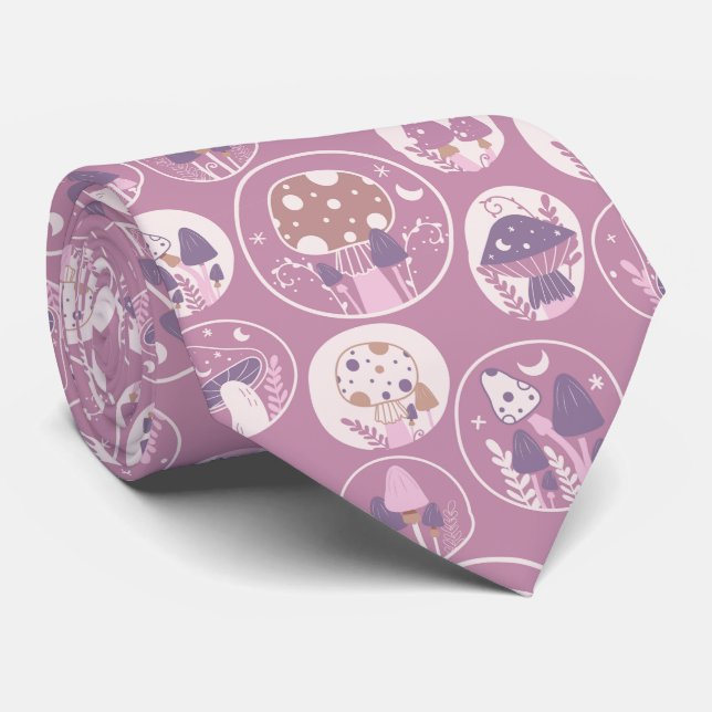 Funny Neck Tie med Mushroom Mönster Slips (Rullad)