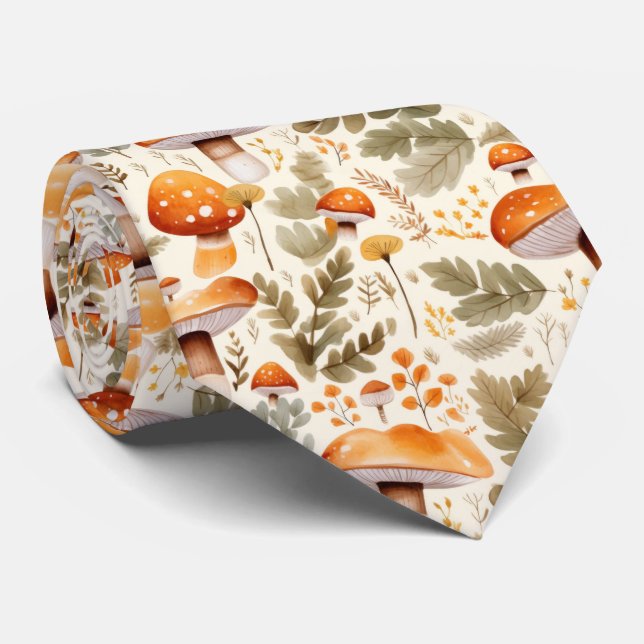 Funny Neck Tie med Mushroom Mönster Slips (Rullad)
