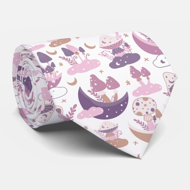 Funny Neck Tie med Mushroom Mönster Slips (Rullad)