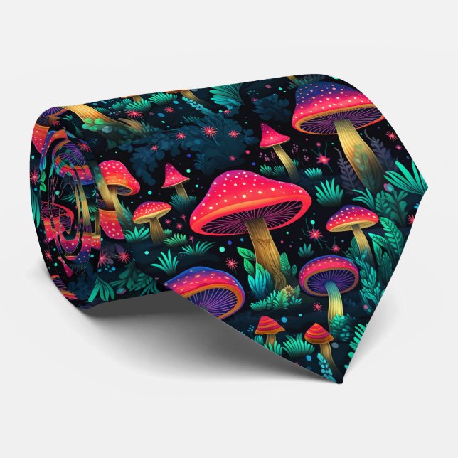 Funny Neck Tie med Mushroom Mönster Slips (Rullad)