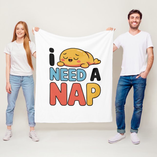 Funny Need A Nap Cute Sleepy Cartoon Fleecefilt (På plats)