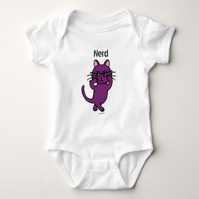 Funny Nerd Cat Tecknad T-shirt (Framsida)