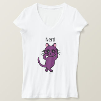 Funny Nerd Cat Tecknad Tee