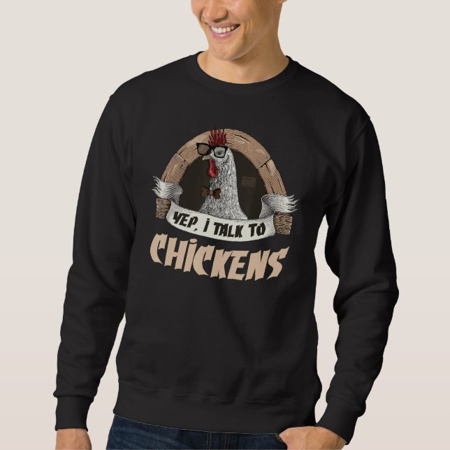 Funny Nerd Japp Jag pratar Chickens Älskare Tupp F Lång Ärmad Tröja (Framsida)