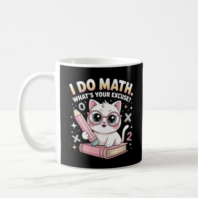 Funny Nerdy Cat with Glasses – Math Teacher Kaffemugg (Vänster)