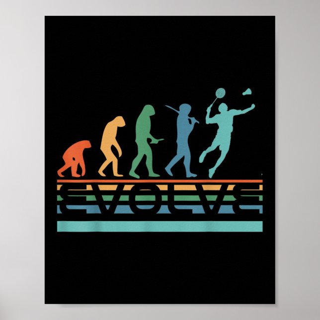 Funny Nerdy Evolve Badminton Player Evolution Spor Poster (Framsidan)
