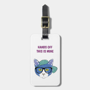 Funny Nerdy Hipster Cat med glasögon Händer av Bagagebricka