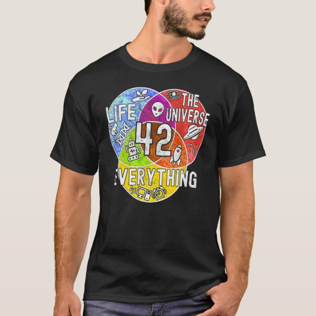 Funny Nerdy Meaning of Life 42 Venn Diagram Math T Shirt (Framsida)