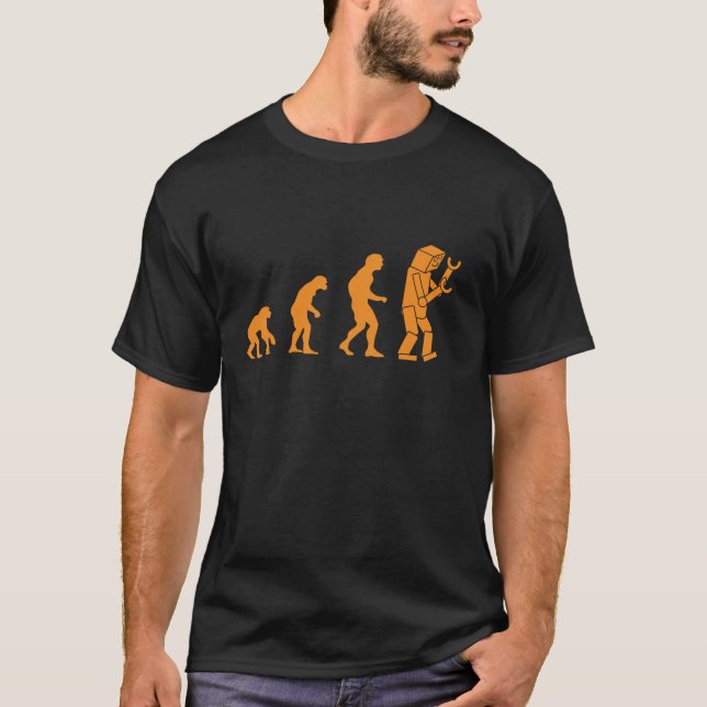 Funny Nerdy Robot Evolution Computer Robotics Geek T Shirt (Framsida)