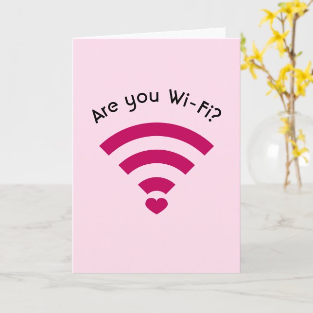 Funny Nerdy Wi-Fi-Valentines Kort (Gul blomma)