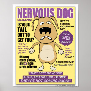 Funny Nervous Hund Magazine Poster
