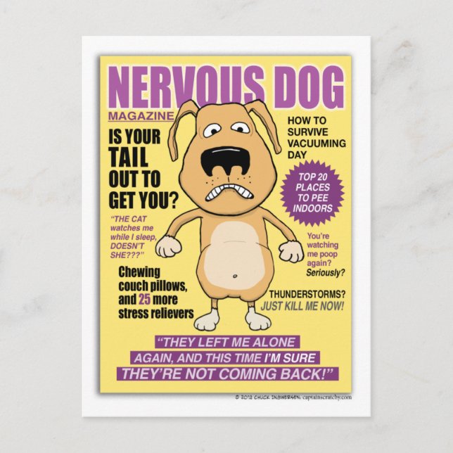 Funny Nervous Hund Magazine vycard Vykort (Framsida)