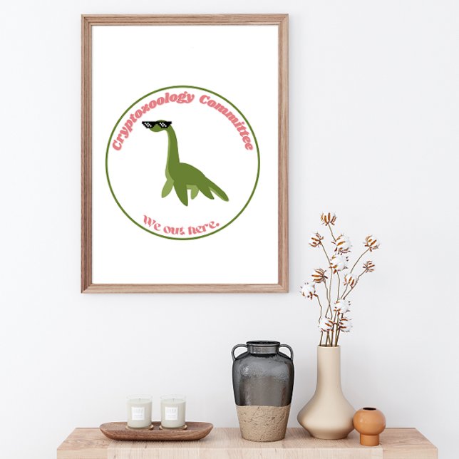 Funny Nessie Cryptid-Klubb, Grönt och Rosa Retro Poster (Skapare uppladdad)