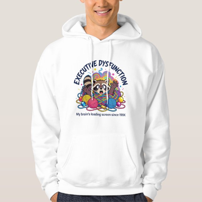 Funny Neurodivergent Raccoon Meme - Brain Loading Hoodie (Framsida)