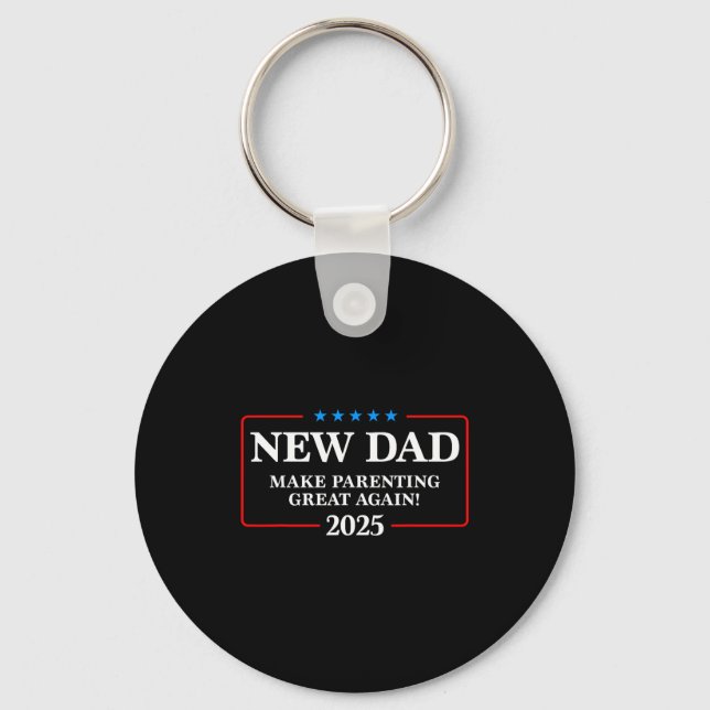 Funny New Dad Est 2025 Make Parenting Great Again  Nyckelring (Framsida)