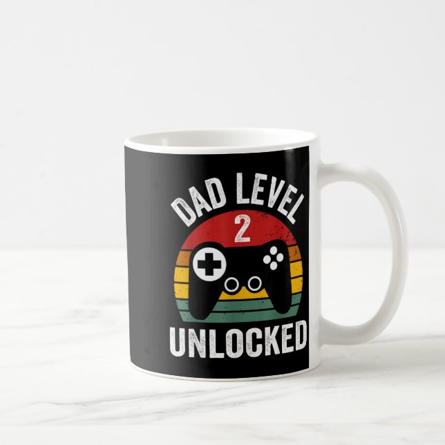 Funny New Dad Shirt Dad Level 2 Unlocked For 2 Kid Kaffemugg (Höger)