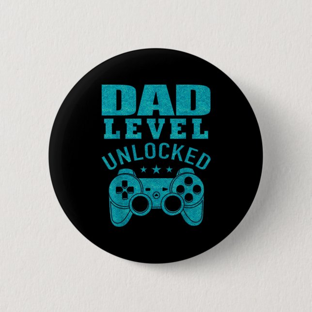Funny New Dad Shirt Dad Level Unlocked Day Tee Shi Knapp (Framsida)