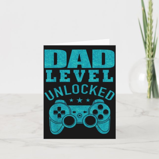 Funny New Dad Shirt Dad Level Unlocked Day Tee Shi Kort (Framsida)