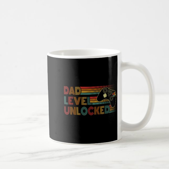 Funny New Dad Shirt Dad Level Unlocked Gaming Game Kaffemugg (Höger)