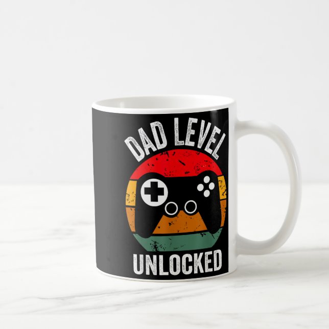 Funny New Dad Shirt Dad Level Unlocked Tee Shirt G Kaffemugg (Höger)