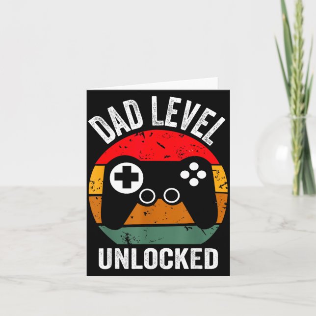 Funny New Dad Shirt Dad Level Unlocked Tee Shirt G Kort (Framsida)