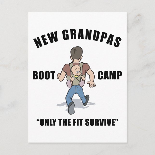 Funny New Grandpa Boot Camp Vykort (Framsida)