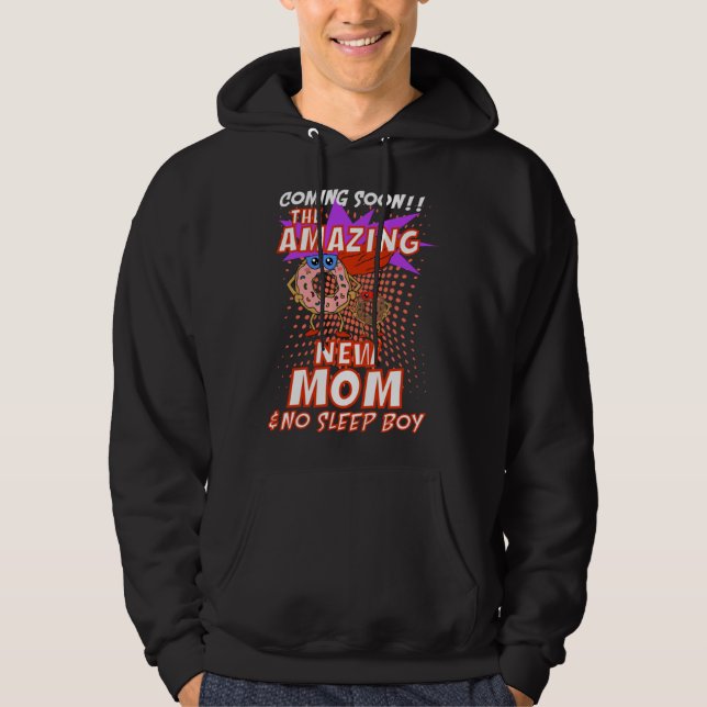 Funny New Mom Donut Pregnancy Boy Baby Gender Reve Hoodie (Framsida)
