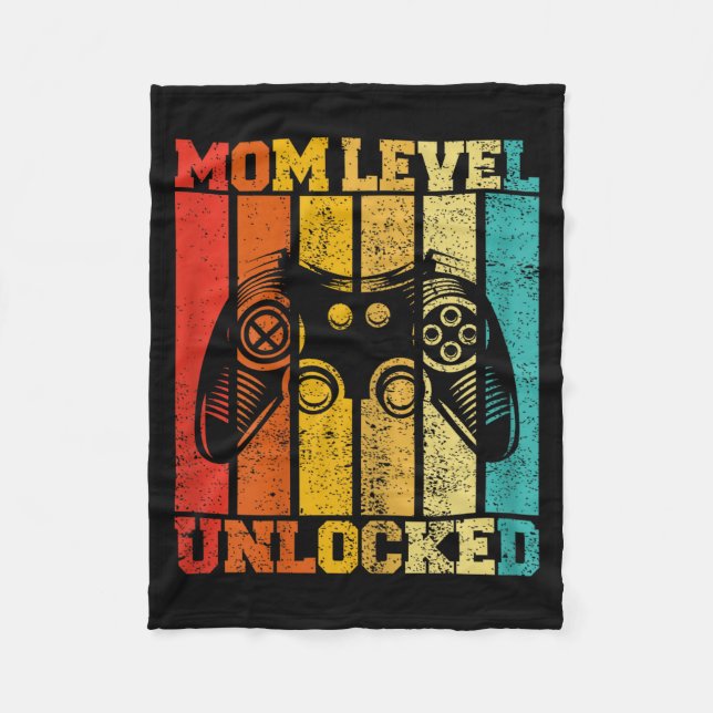 Funny New Mom Level Unlocked Gaming Pregnancy Anno Fleecefilt (Framsidan)