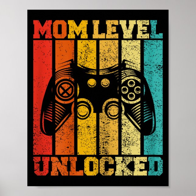 Funny New Mom Level Unlocked Gaming Pregnancy Anno Poster (Framsidan)