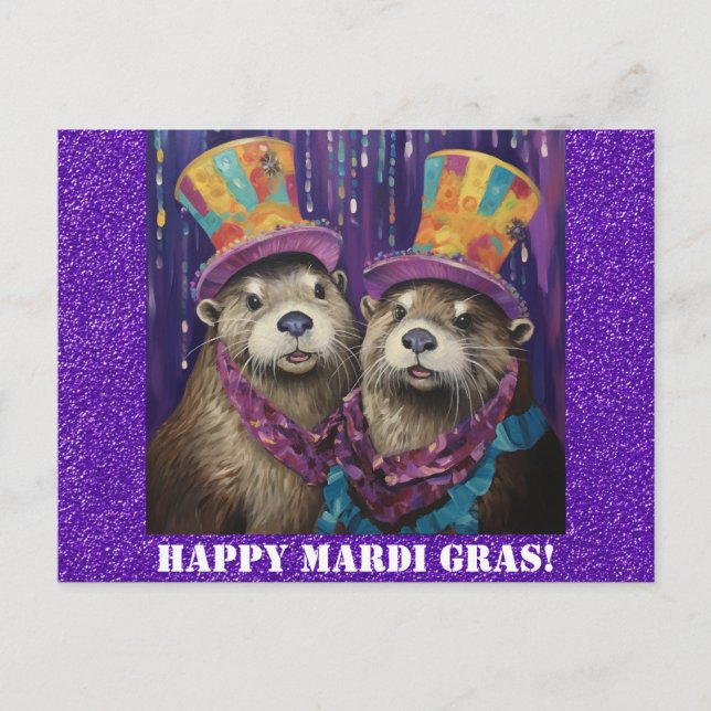 Funny New Orleans Mardi Gras Otter Vykort (Framsida)