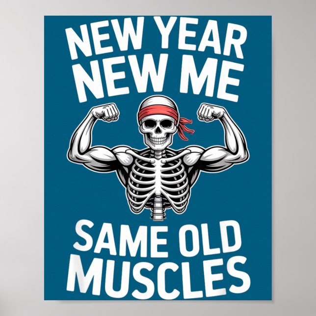 Funny New Year Gym Skeleton Resolution Workout Hum Poster (Framsidan)