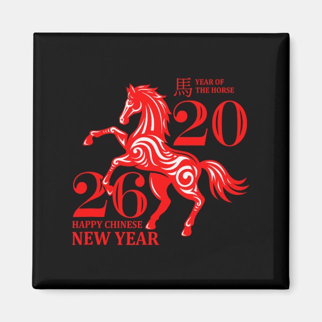 Funny New Years - Happy Chinese New Year 2026 - Fi Magnet (Framsidan)