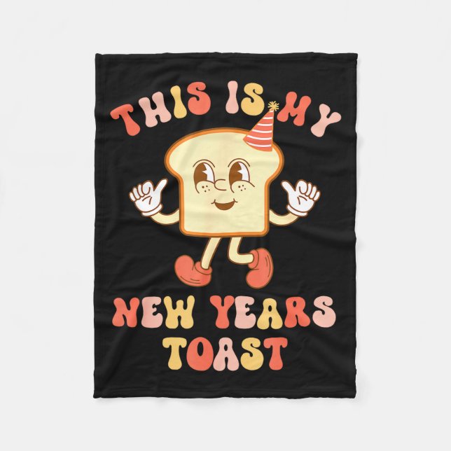 Funny New Year's Toast Bread Pun Retro Hipe  Fleecefilt (Framsidan)