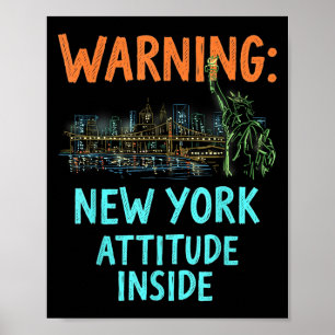 Funny New York City Night Skyline Vintage Poster