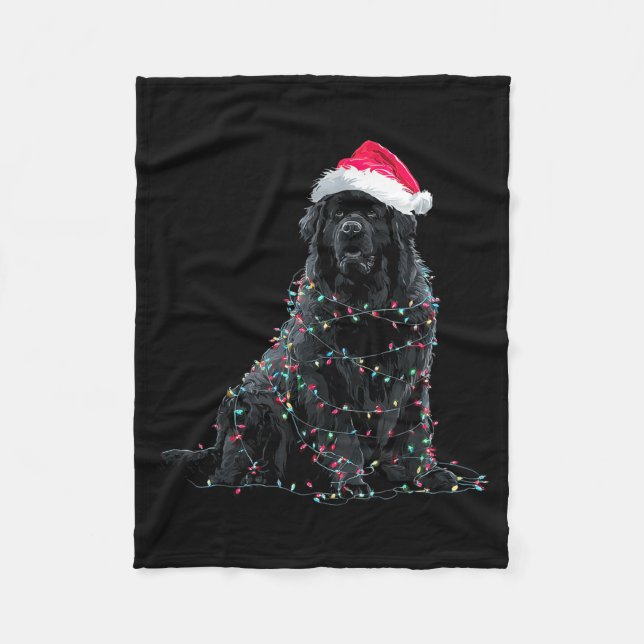 Funny Newfoundland Christmas Graphic Dog Lights Lo Fleecefilt (Framsidan)