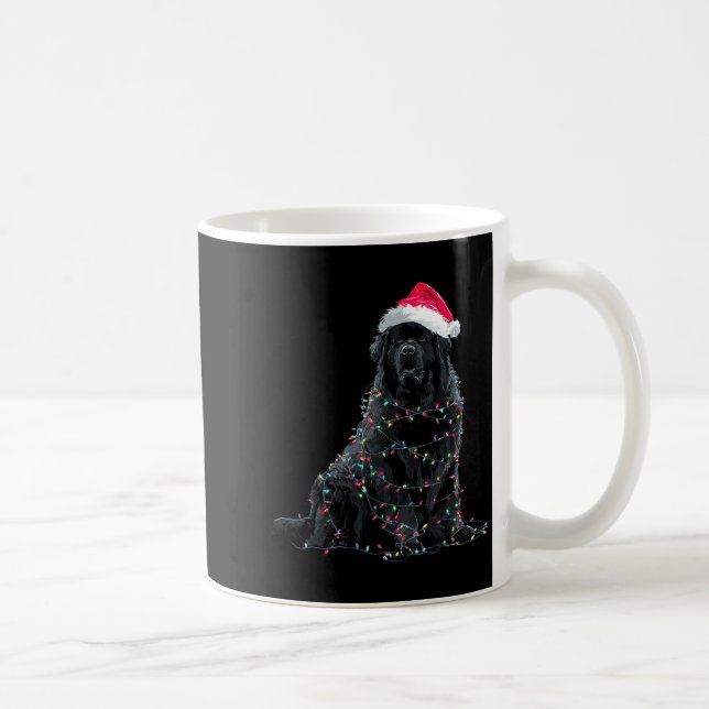 Funny Newfoundland Christmas Graphic Dog Lights Lo Kaffemugg (Höger)