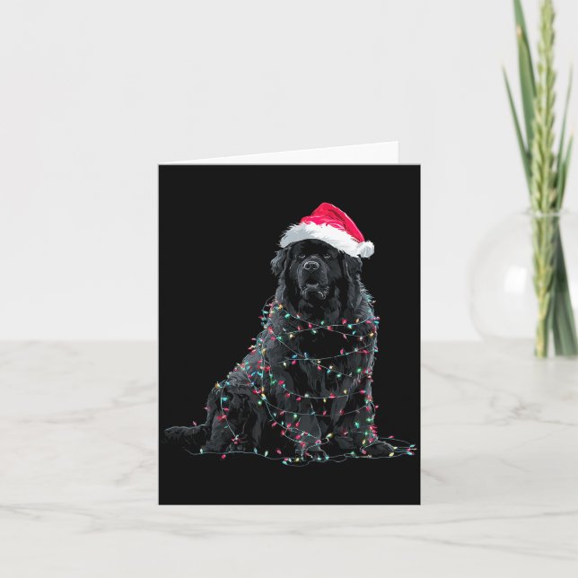 Funny Newfoundland Christmas Graphic Dog Lights Lo Kort (Framsida)