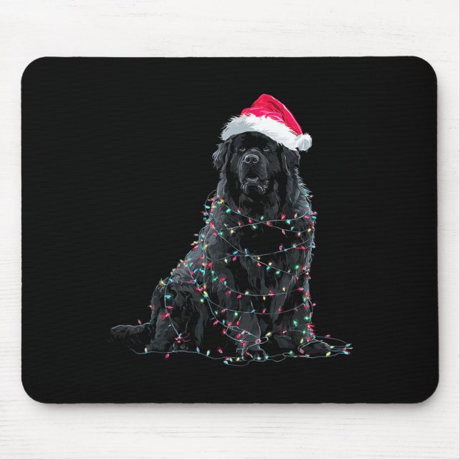 Funny Newfoundland Christmas Graphic Dog Lights Lo Musmatta (Framsidan)