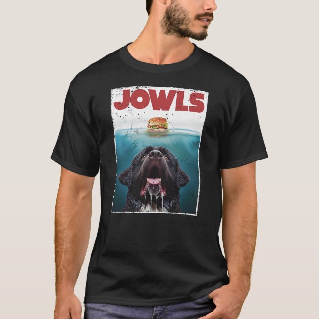 Funny Newfoundland Dog, Newfie Lab Jowls Burger, D T Shirt (Framsida)