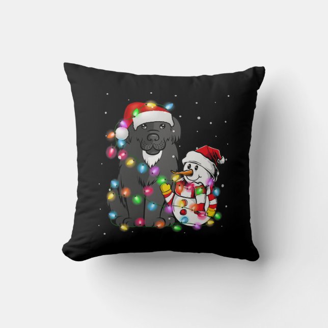 Funny Newfoundland Hund | Jul Snögubbe Light Kudde (Framsida)