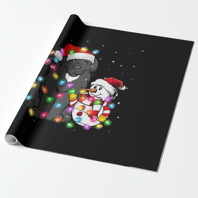 Funny Newfoundland Hund | Jul Snögubbe Light Presentpapper (Utrullad)