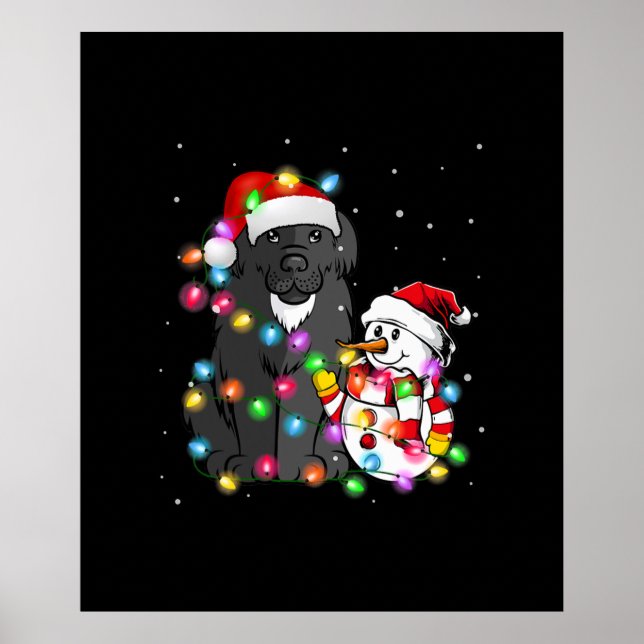 Funny Newfoundland Hund jul Tee Snögubbe Light Poster (Framsidan)