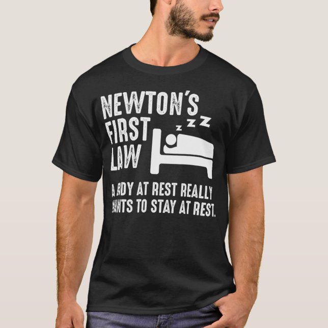 Funny Newton Physics Joke First Law Ssov Gag Gift T Shirt (Framsida)