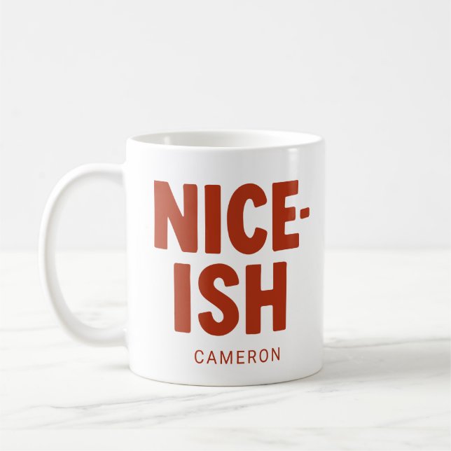 Funny Nice List Personalized Name Bold Christmas Kaffemugg (Vänster)
