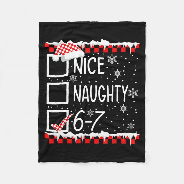 Funny Nice Naughty 67 Christmas Brain Rot Six Seve Fleecefilt (Framsidan)