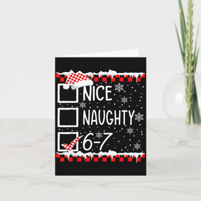 Funny Nice Naughty 67 Christmas Brain Rot Six Seve Kort (Framsida)