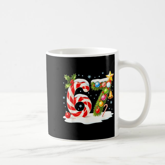 Funny Nice Naughty 6 7 Christmas 67 Meme Xmas Boys Kaffemugg (Höger)