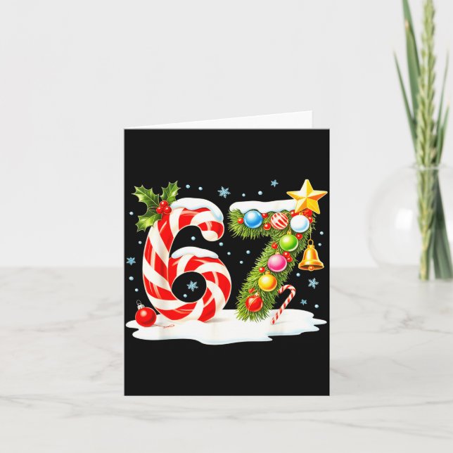 Funny Nice Naughty 6 7 Christmas 67 Meme Xmas Boys Kort (Framsida)