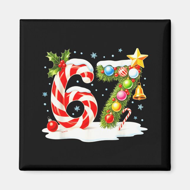 Funny Nice Naughty 6 7 Christmas 67 Meme Xmas Boys Magnet (Framsidan)